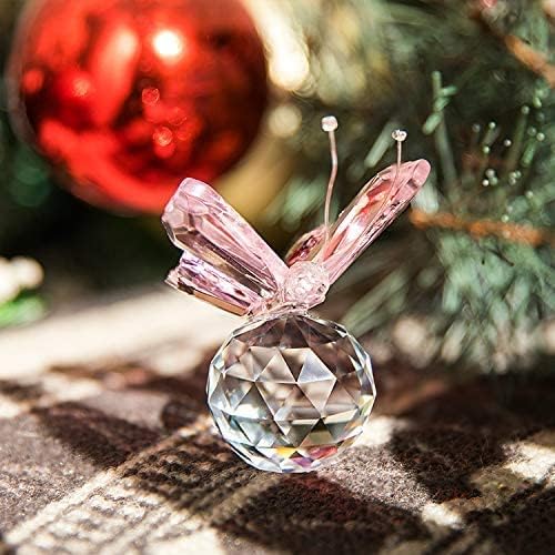 HD Pink Crystal Flying Butterfly Figurine