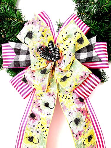 Pink White Spring Easter Wreath Bow Decor