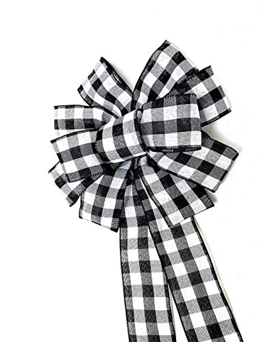 Handmade Buffalo Plaid Wreath Bow 12x15 Inch Checkered Decor