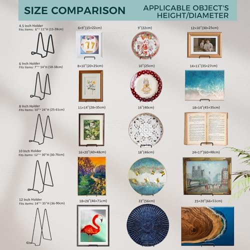 Large Plate Holder Display Stand - 2 Pack Black Easel Stand for Decorative Plates