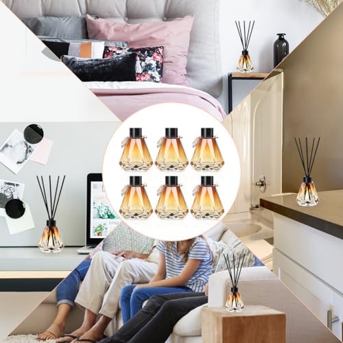 6PCS Diamond Reed Diffuser Set with Gold Leaf Decor