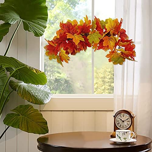 20 Inch Maple Leaf Swag Wreath for Front Door and Wall Decor