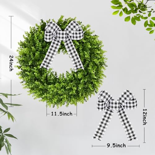 Vlorart 20-Inch Boxwood Wreath Artificial Front Door Decor