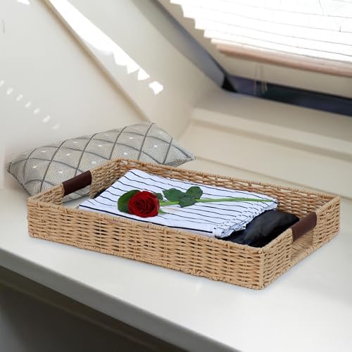 Summit Living Handwoven Rattan Tray 20x12 Decorative Accessory