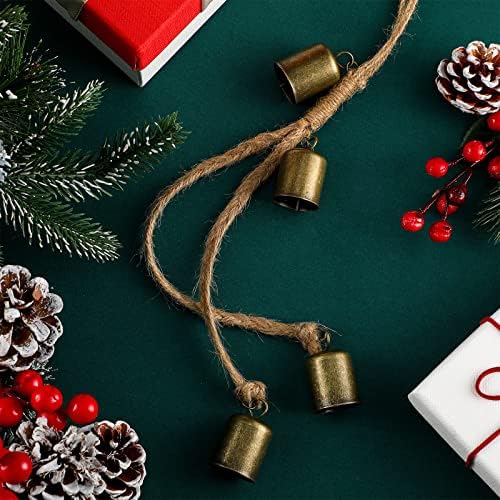 2 Piece Rustic Vintage Gold Brass Bells Christmas Decor Wall Hanging