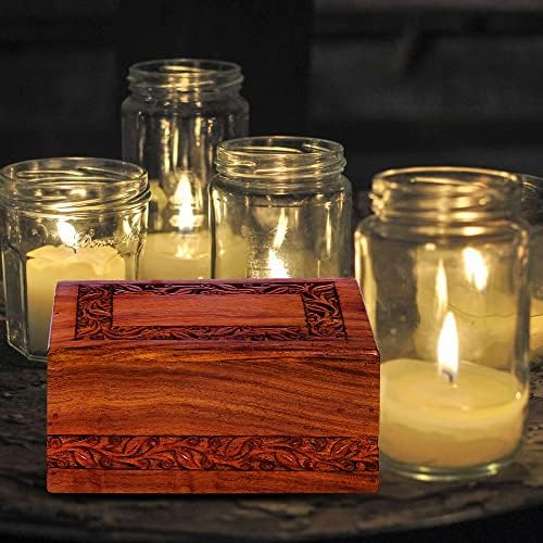 EARTHLY HOME Handmade Wooden Urn Box - Medium Size