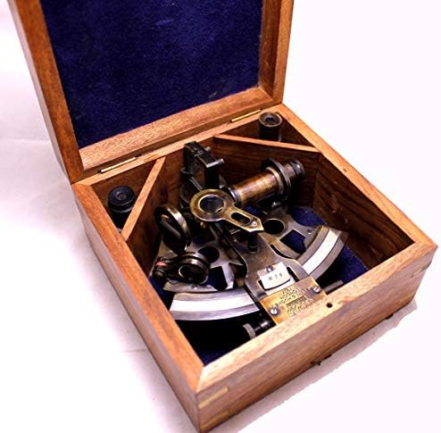 5 Inch Bronze Astrolabe Sextant with Wooden Box