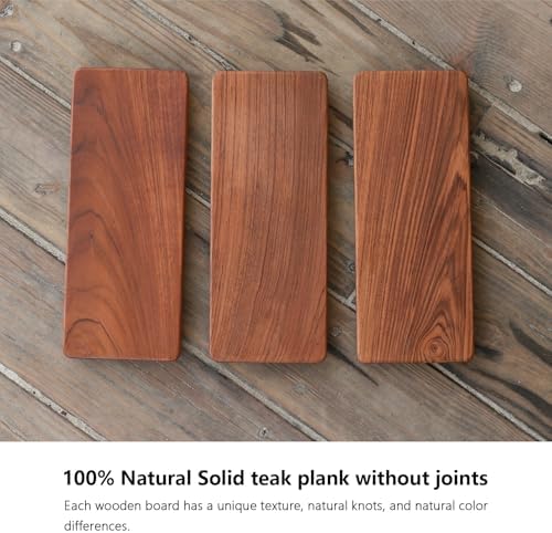 126x5 Solid Teak Wood Riser Tray - Farmhouse Organizer with Non-Slip Base
