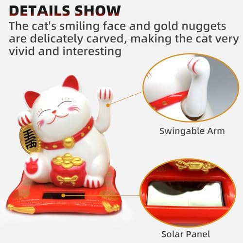 KOXXUD Lucky Cat Waving Arm Statue 295 Inch White 1PCS