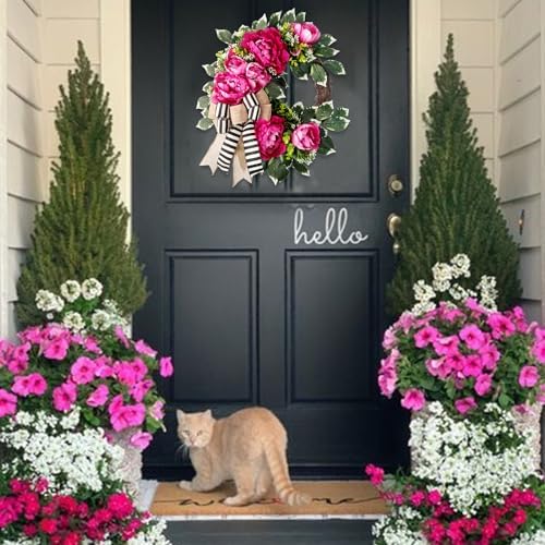 Hot Pink Peony Wreath for Front Door