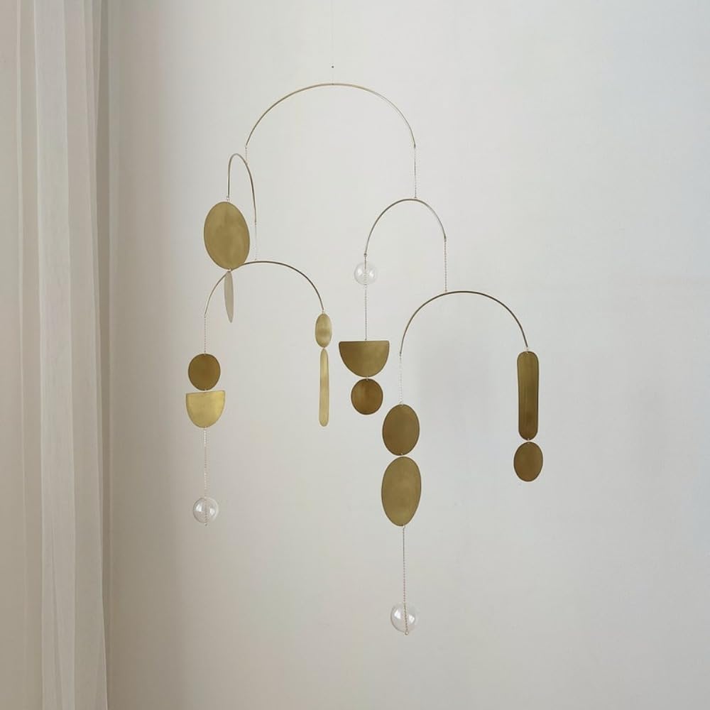 Vintage Brass Wall Mobiles Blue Mid-Century Modern Style