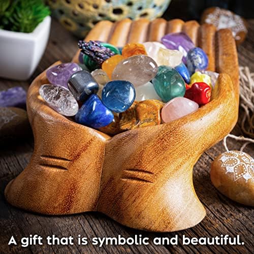 Curawood Carved Hands Crystal Display Bowl