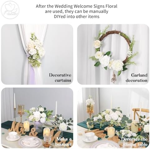 White Artificial Wedding Arch Flowers Set of 2 for Welcome Ceremony