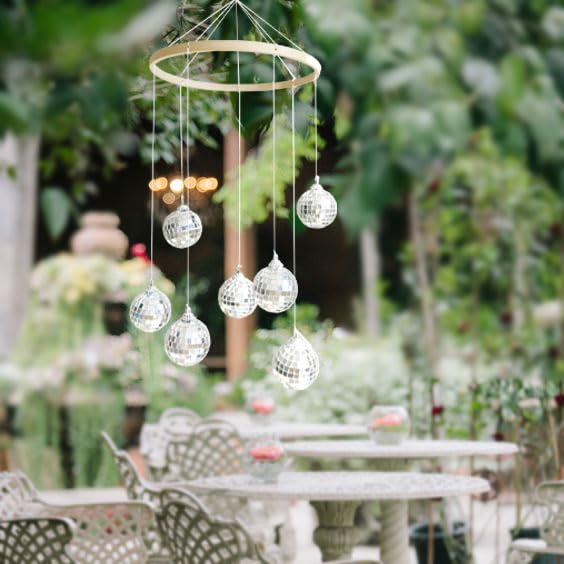 Dazzling Disco Ball Mobile 78 Inch Spiral Spinner Bamboo Decor