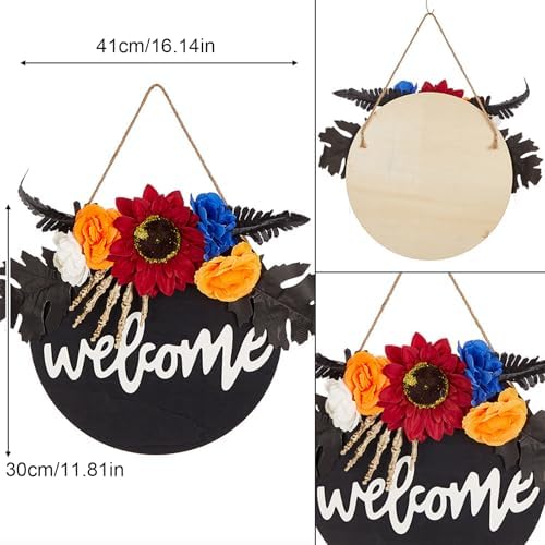 Belupai Halloween Door Sign Wooden Wreath