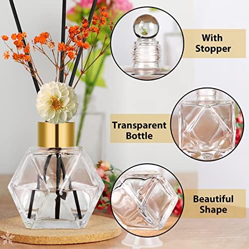Supwinnet 5-Piece Clear Glass Diffuser Set with Gold Caps