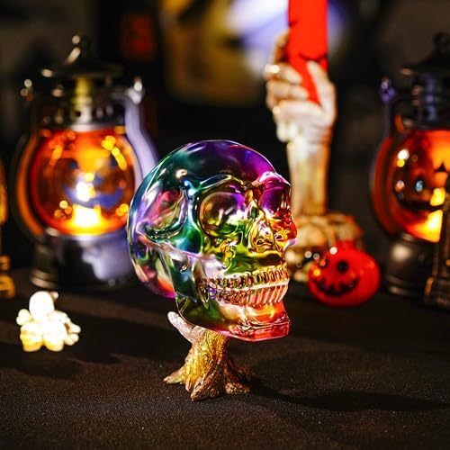 Crystal Skull Head Statues 3 Inch Multicolor Halloween Decor