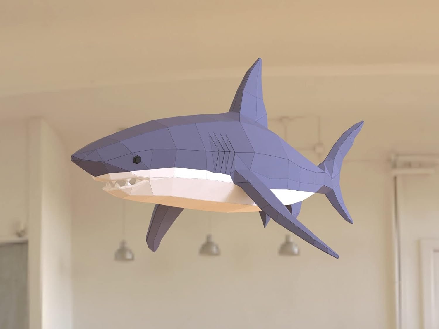 Shark Paper Sculpture DIY Kit 3 Colors 32 Parts Easy Assembly Home Decor