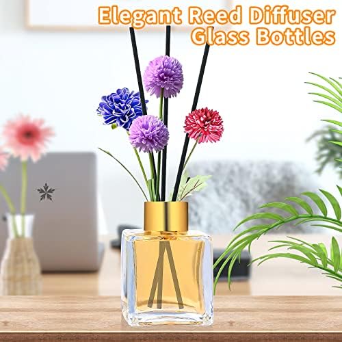 Supwinnet 5-Piece Clear Glass Diffuser Set with Gold Caps