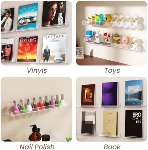 Gotega 8 Pack Clear Vinyl Record Wall Mount Shelves