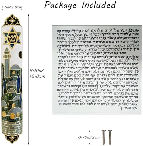 Hand Painted Mezuzah with Star of David and Jerusalem Motifs