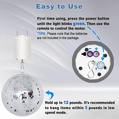 Disco Ball Motor with Remote Control 3 Speeds and 2 Directions for Wind Chimes and Decor