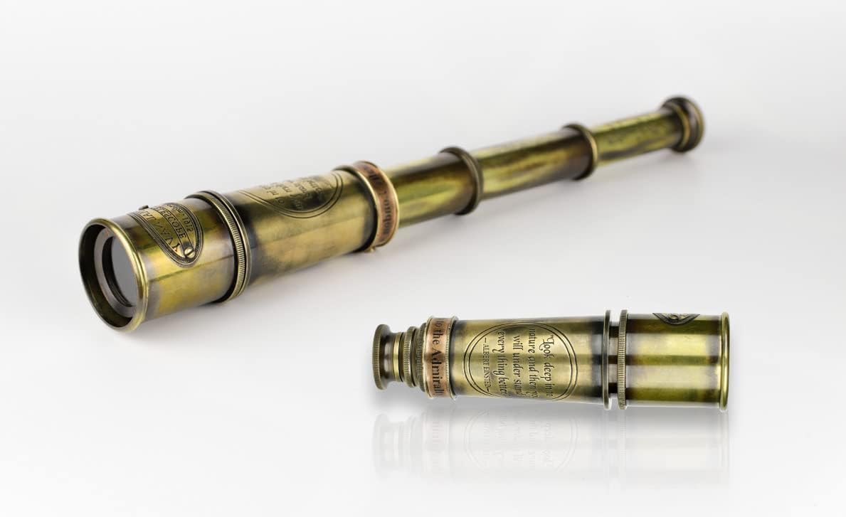 Vintage Brass Spyglass Telescope in Leather Box