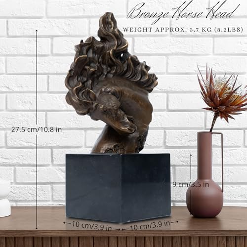 Bronze Horse Head Sculpture with Marble Base