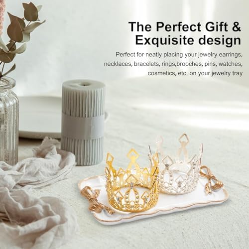 Vintage Decorative Tray Jewelry Organizer Retro Design Bow Resin Plate