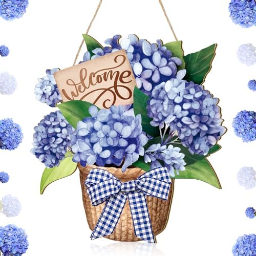 Barydat Summer Welcome Door Wreath with Hydrangeas