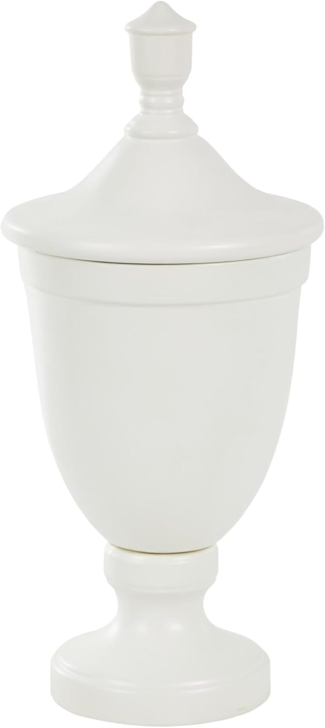 Deco 79 White Ceramic Fluted Urn Decorative Jar with Lid