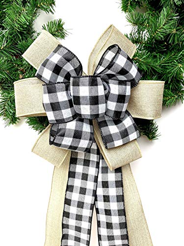 Country Buffalo Plaid Wreath Bow Gift Decor