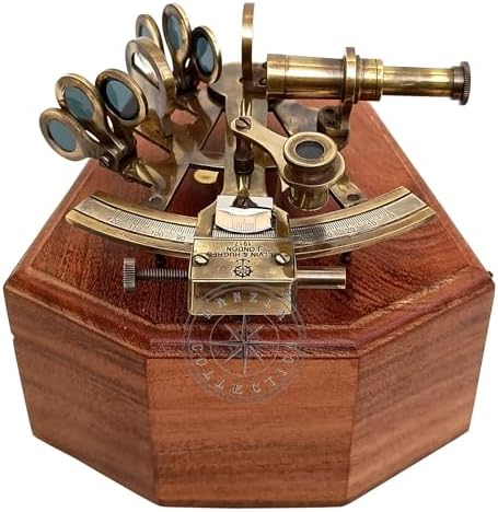 Brass Nautical Sextant with Wooden Box Vintage Gift
