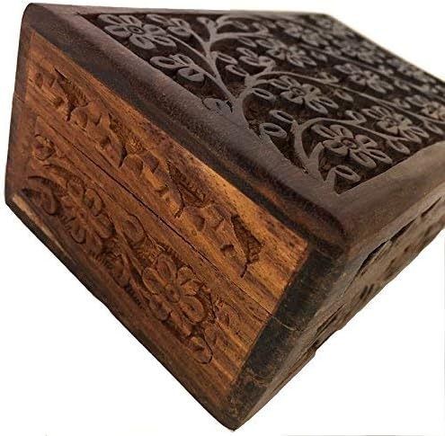 Floral Carved Handmade Wooden Box 4x6 Inches 1
