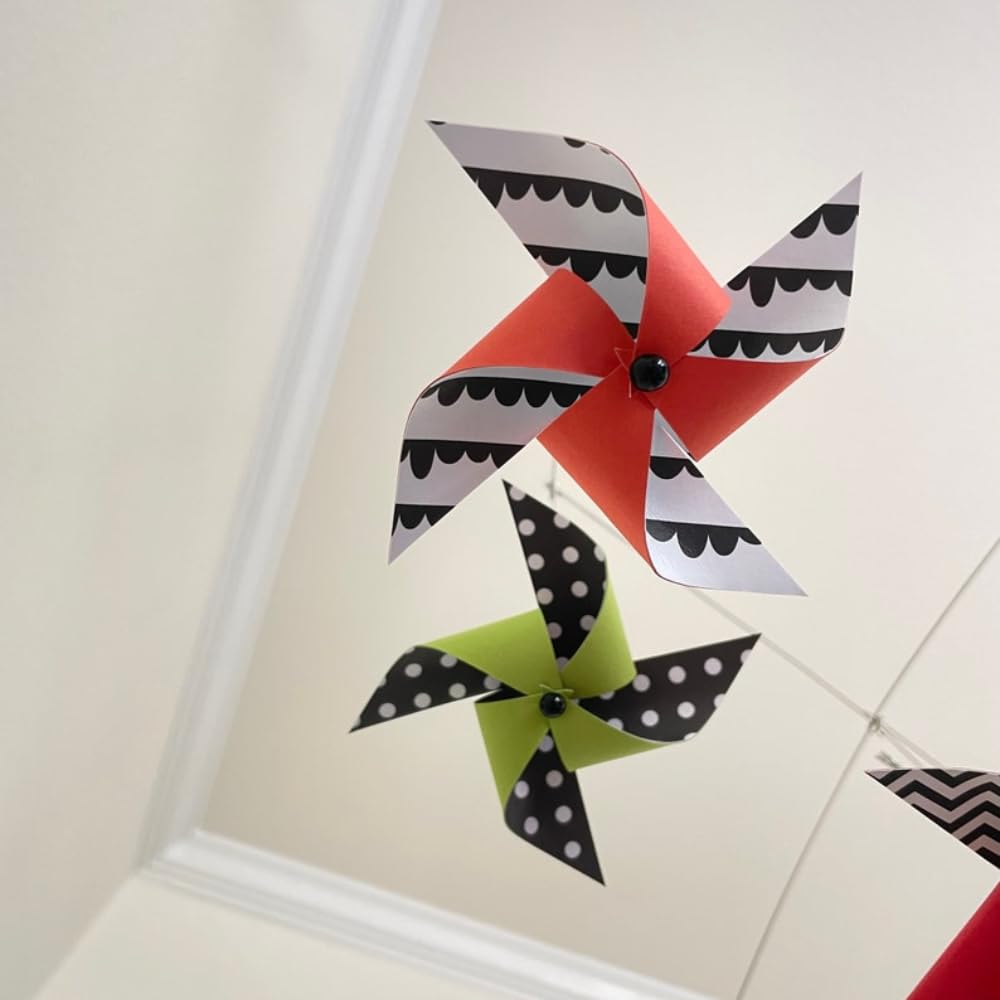 Colorful Wire and Cardstock Mobiles - Handmade Kinetic Sculpture