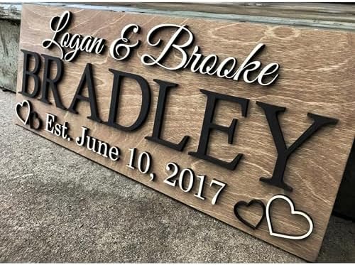 Personalized Wooden Last Name Sign for Wedding or Anniversary