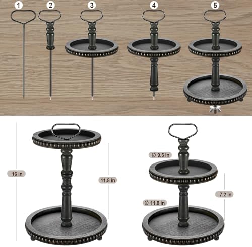 Handmade Two Tiered Decorative Tray Stand