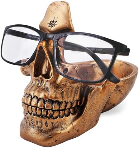 Skull Glasses Holder with Storage Tray Novelty Design for Home Office
