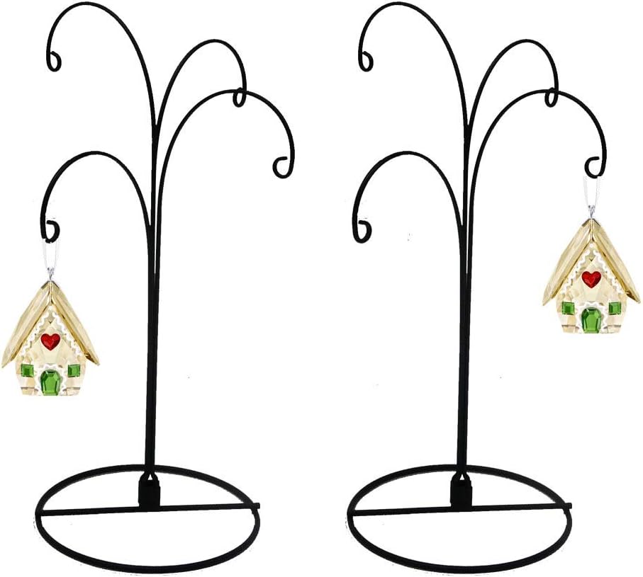 HOHIYA 12 Inch 4 Arm Hanging Hook Stand Black 2 Pcs