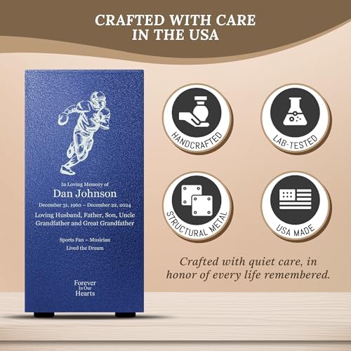 Customizable Football Cremation Urn with Engraving and Base