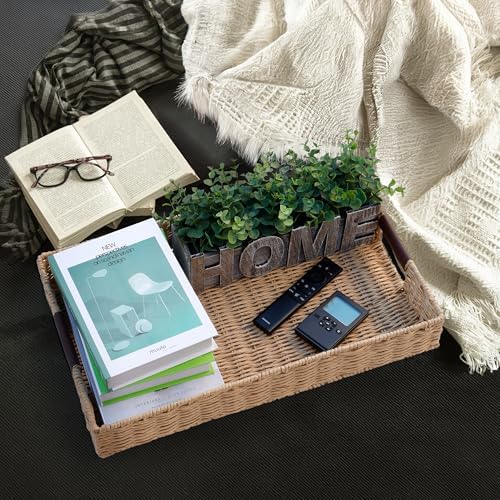 Summit Living Handwoven Rattan Tray 20x12 Decorative Accessory
