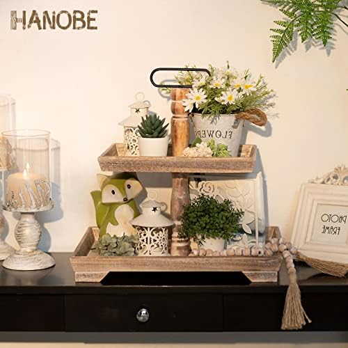 Hanobe 2 Tier Farmhouse Serving Tray Stand