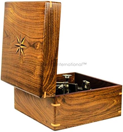 Nagina International 7 Inch Brass Sextant with Rosewood Case Nautical Decor Educational Gift