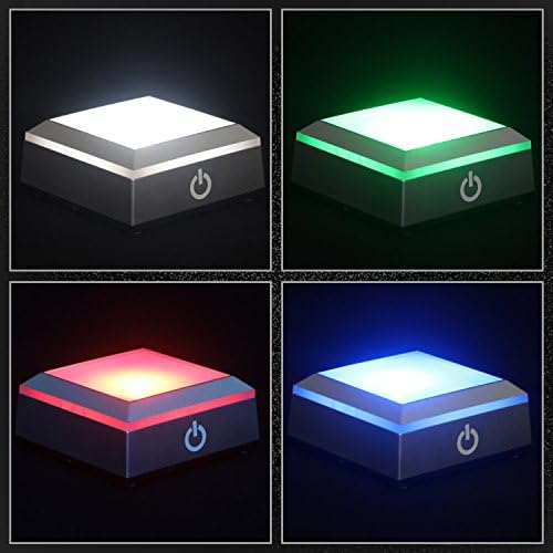 ERWEI LED Light Base for Crystal 3D Glass Art Colorful Lighted Square Stand Display Plate