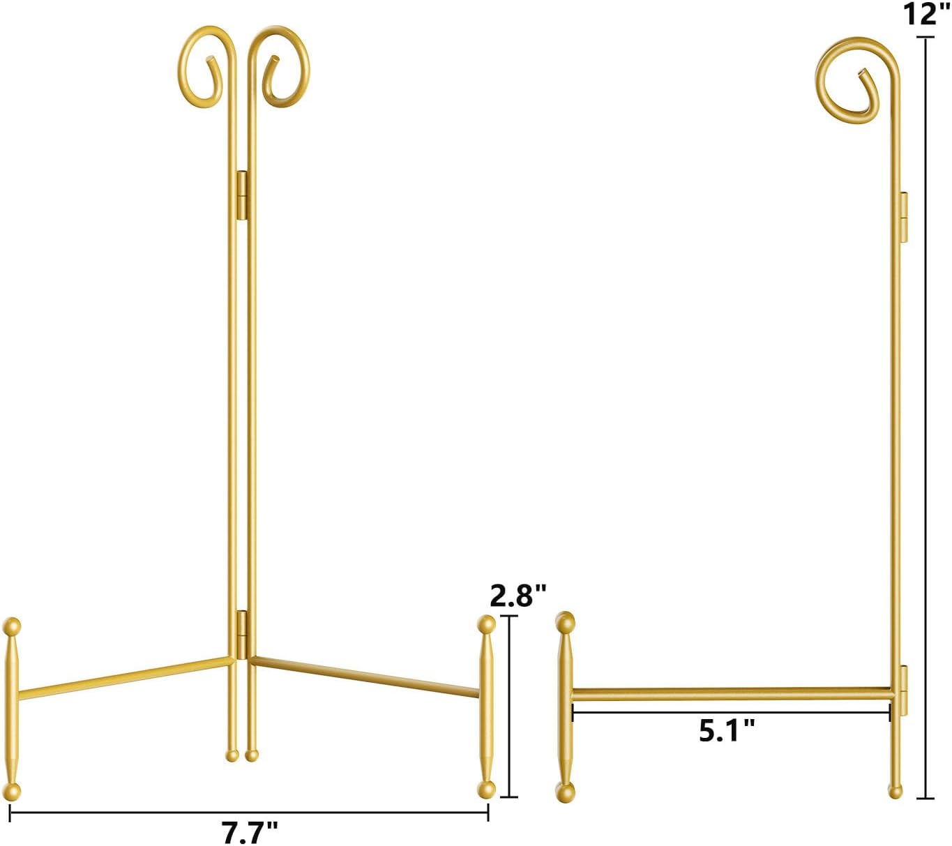 SVENJBB 12 Inch Gold Iron Easel Stand Display