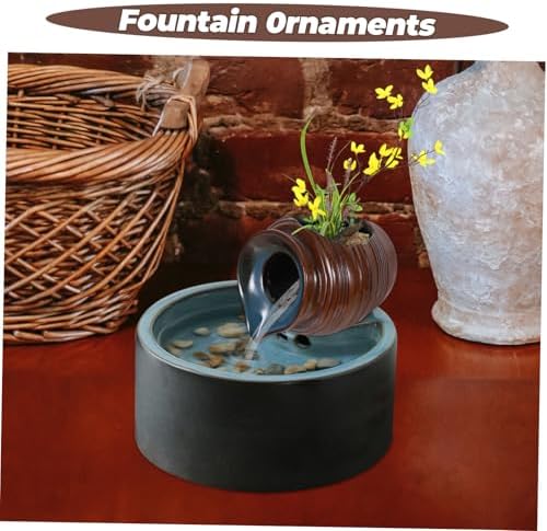 Mobestech Decorative Ceramic Waterfall Jar for Garden and Indoor Fountain