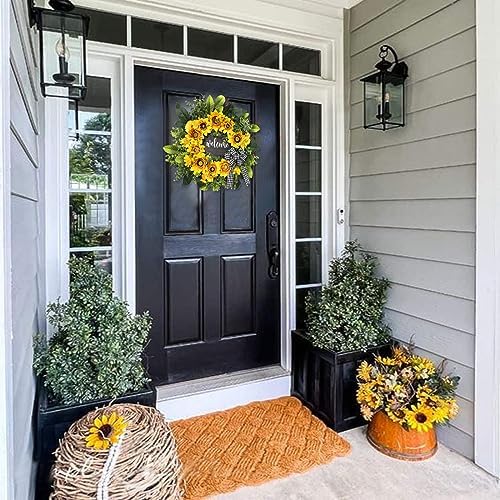 Vofuly Sunflower Wreath 20 Inch Welcome Front Door Decor
