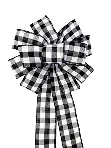 Handmade Buffalo Plaid Wreath Bow 12x15 Inch Checkered Decor