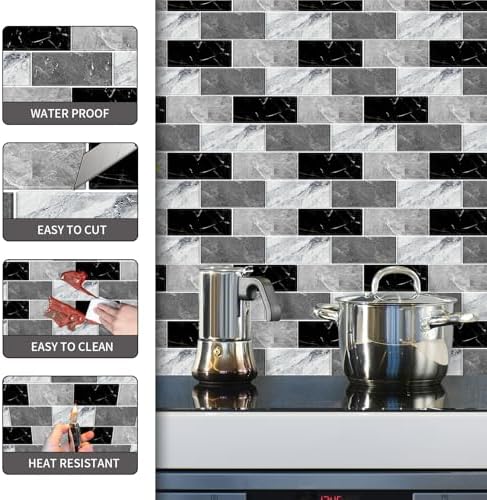12x12 Inch Marble Peel and Stick Backsplash