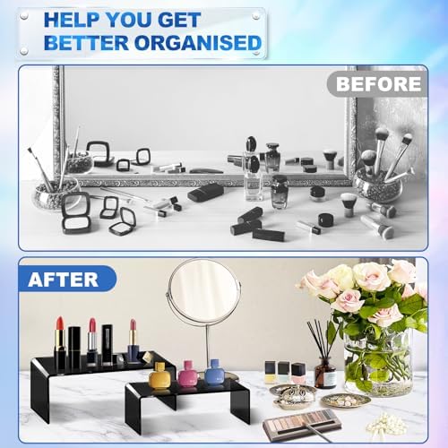Aheroi Acrylic Risers 8 Pcs 2 Set Black Display Stands
